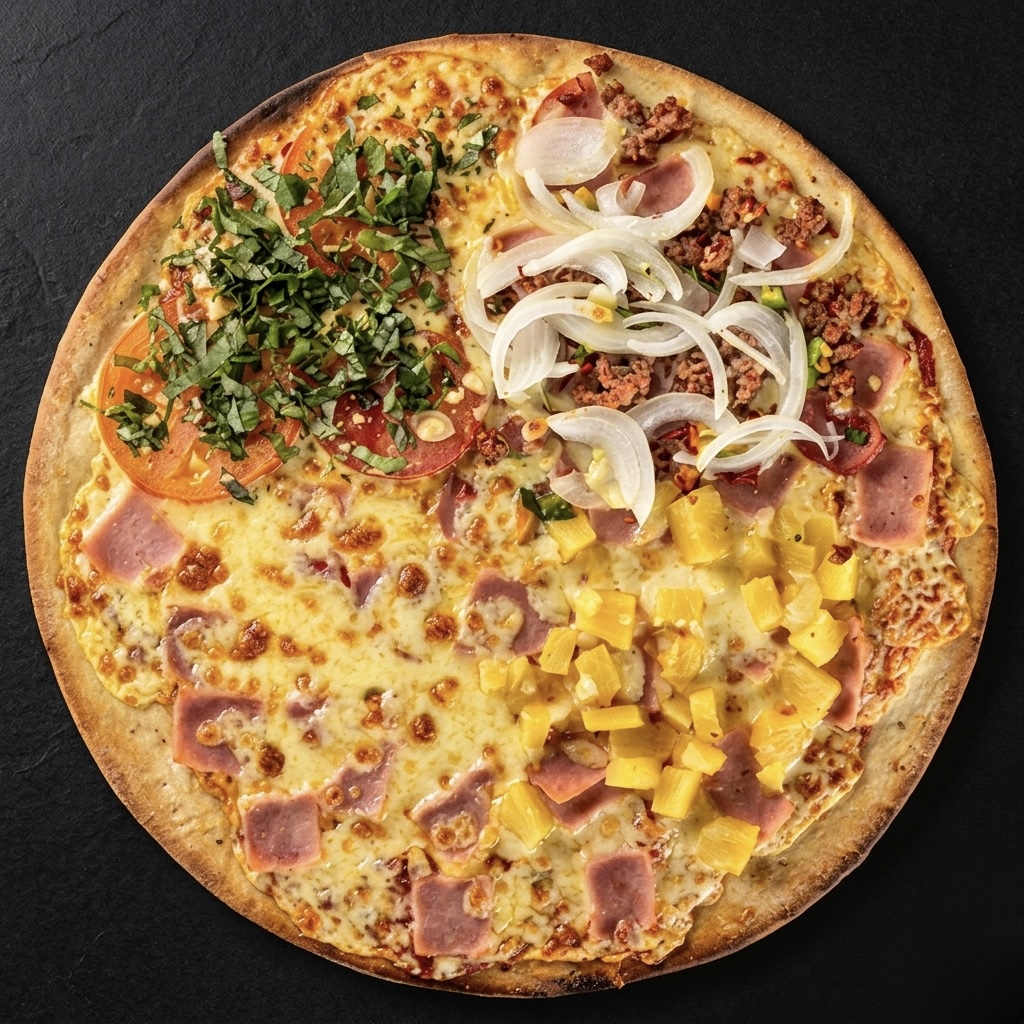 2 sabores · Mitad y Mitad — oferta de pizza en Santa Ana · Pizza Express